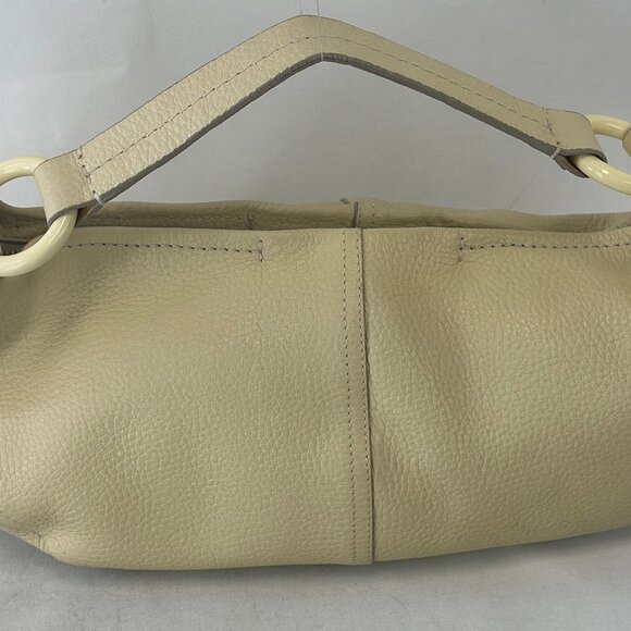 DKNY Vintage Vanilla Pebbled Leather Shoulder Purse Handbag Single Handle Zipper - Picture 3 of 12